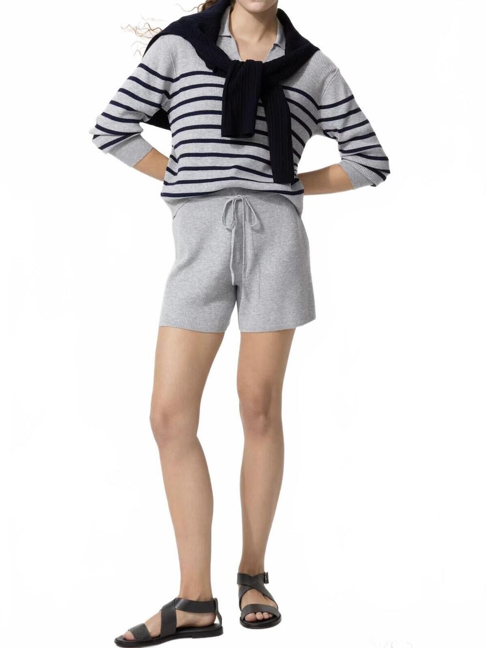 Uniqlo Washable Knit Ribbed Shorts NWT Gray XL